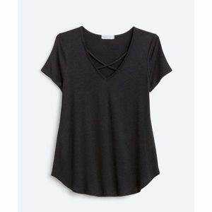 Black Short Sleeve Knit Top